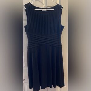 Calvin Klein Elegant Black Sleeveless Dress w/ Pleat Bodice Detail 14W